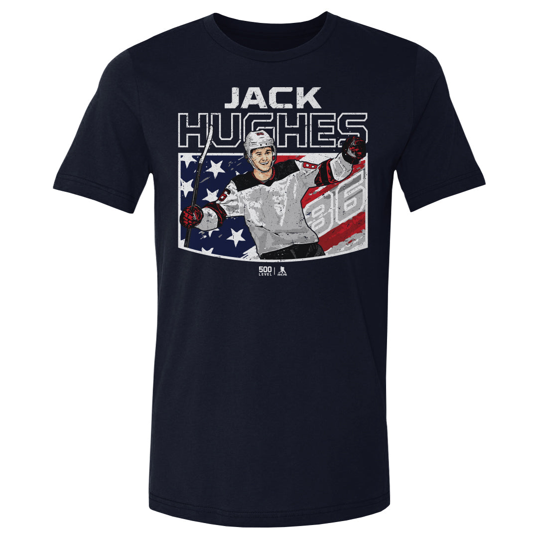 Jack Hughes New Jersey American Flag 4