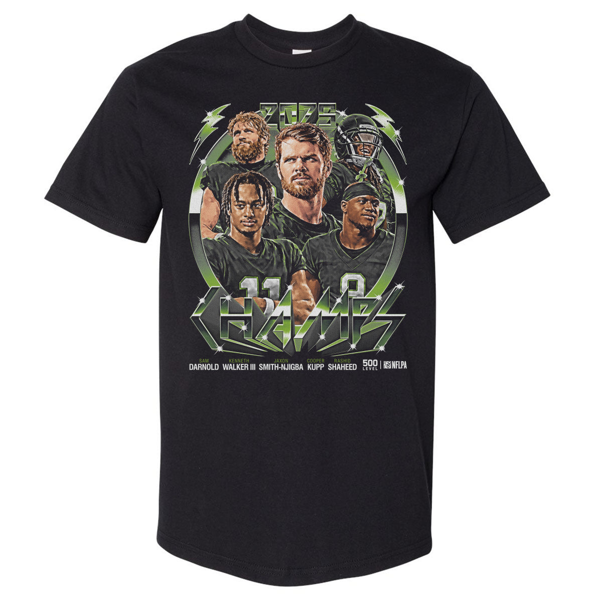 Seattle Football 2025 Champs Vintage Neon 1