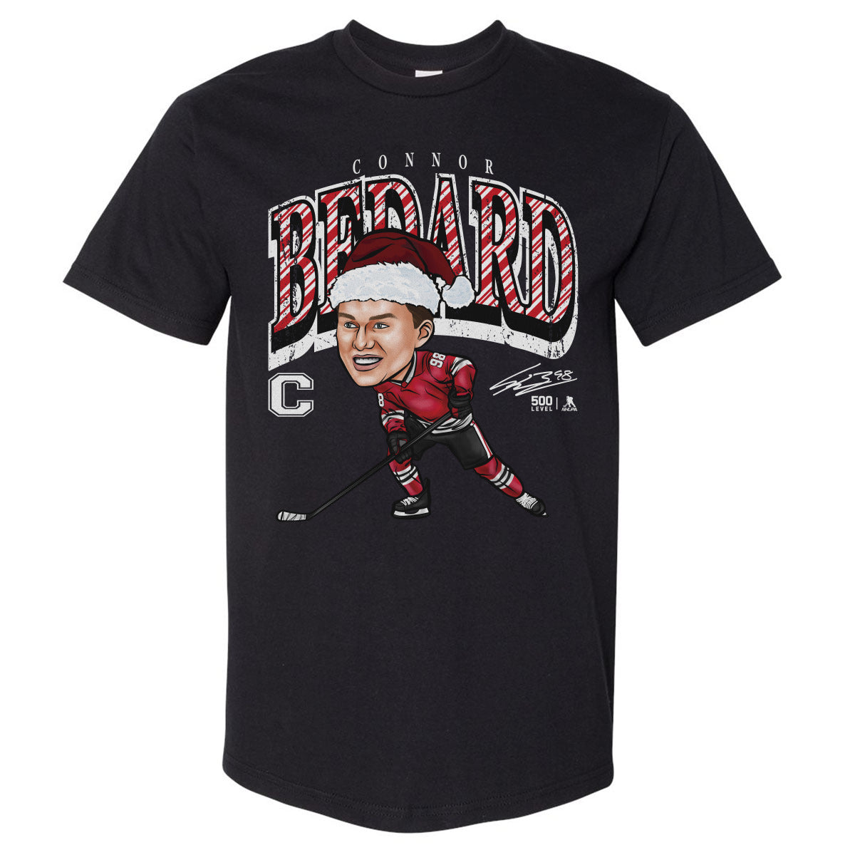 Connor Bedard Chicago Cartoon Santa Hat