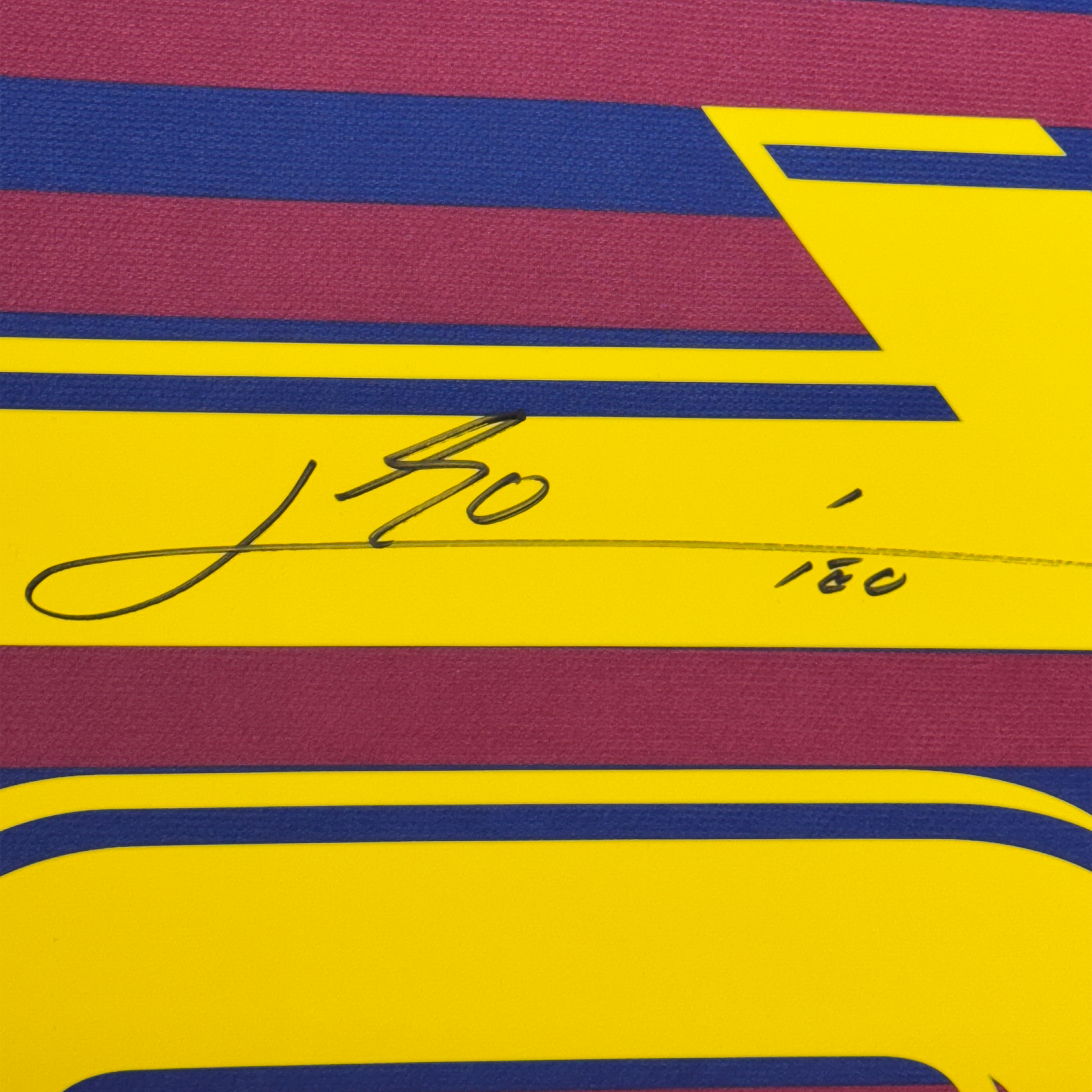 Framed Autographed/Signed Lionel Leo Messi 35x39 FC Barcelona Soccer Jersey Beckett BAS COA 2