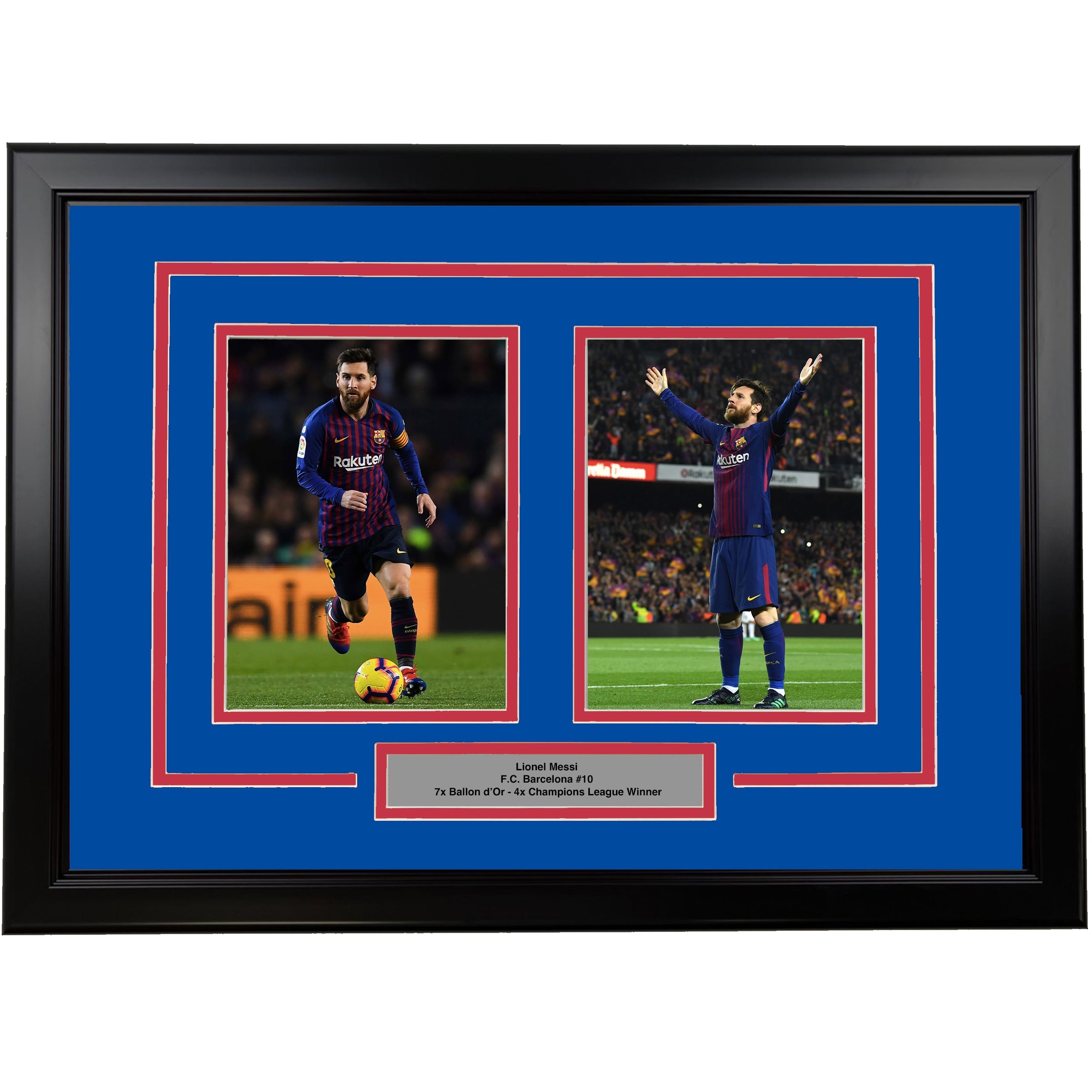 Framed Lionel Messi FC Barcelona 17x23 Dual Soccer Photo 1