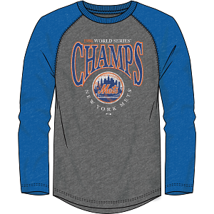 New York Mets 1969 World Series Charge the Mound Stars Raglan 3/4-Sleeve T-Shirt 1