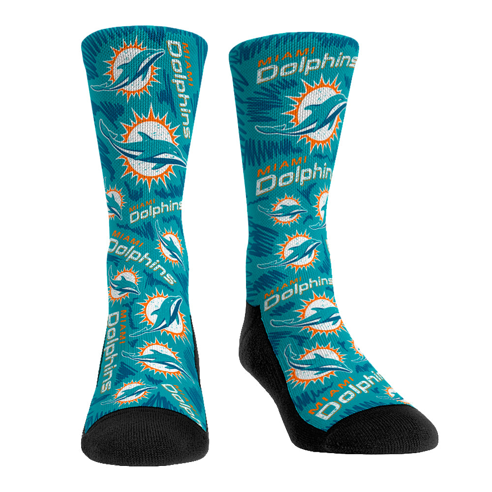 Miami Dolphins - Logo Sketch | Rock 'Em Socks 1