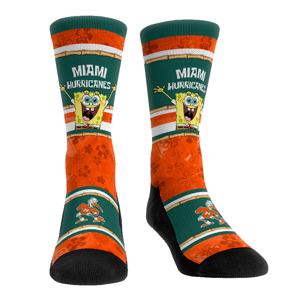 Miami Hurricanes - SpongeBob SquarePants Tiki Stripe | Rock 'Em Socks 1