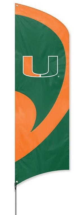 Miami Hurricanes Tall Team Feather Flag With Flagpole 1