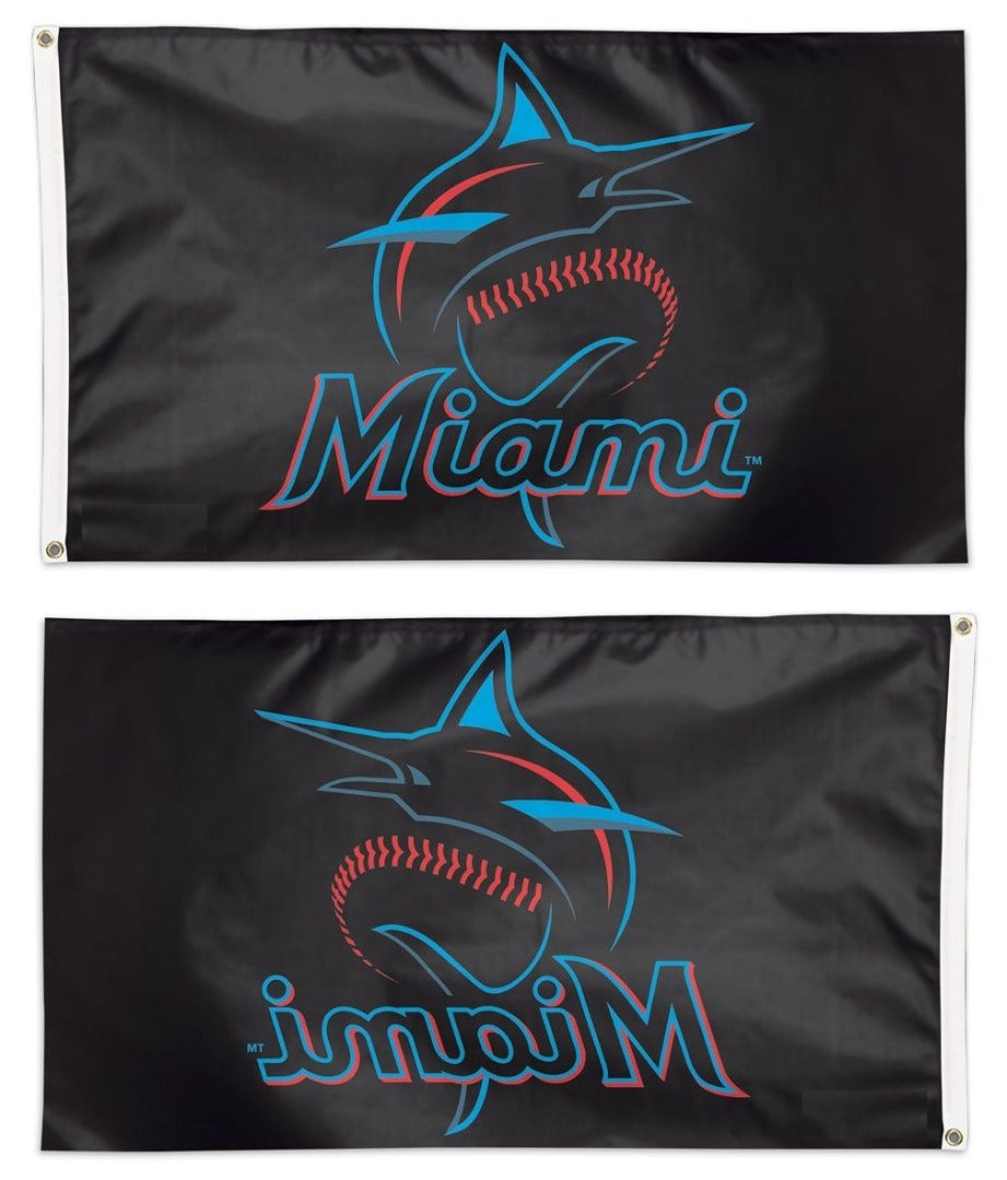 Miami Marlins Flag 3x5 Logo Black 1