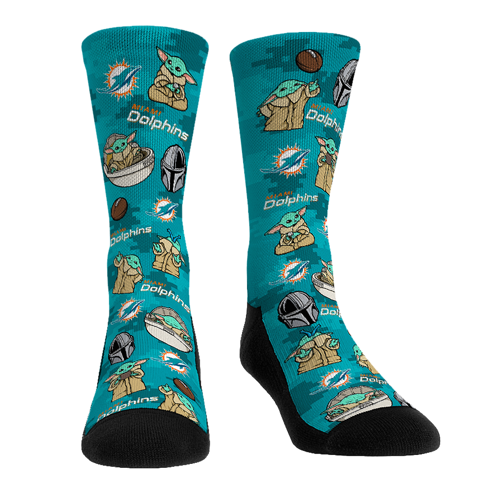 Miami Dolphins - Star Wars  - Grogu All-Over | Rock 'Em Socks 1