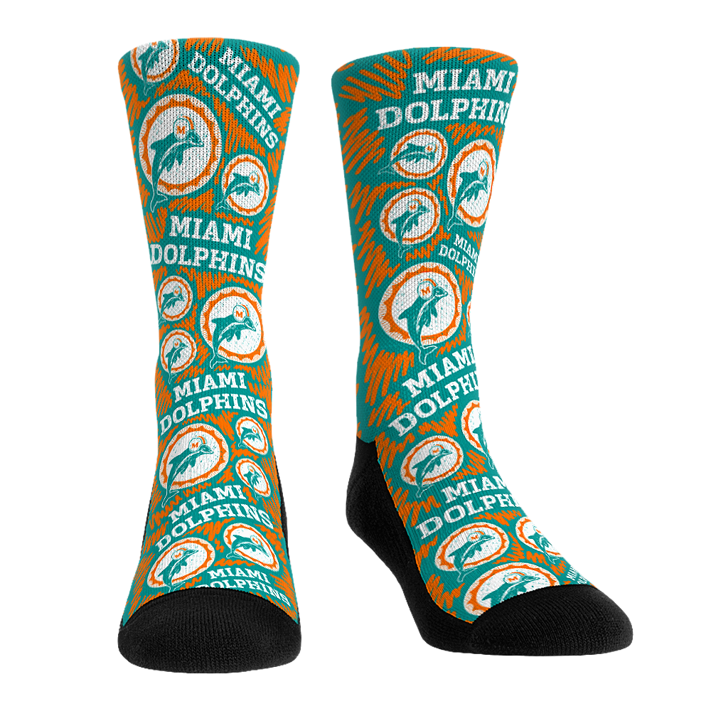 Miami Dolphins - Throwback Logo Sketch | Rock 'Em Socks 1