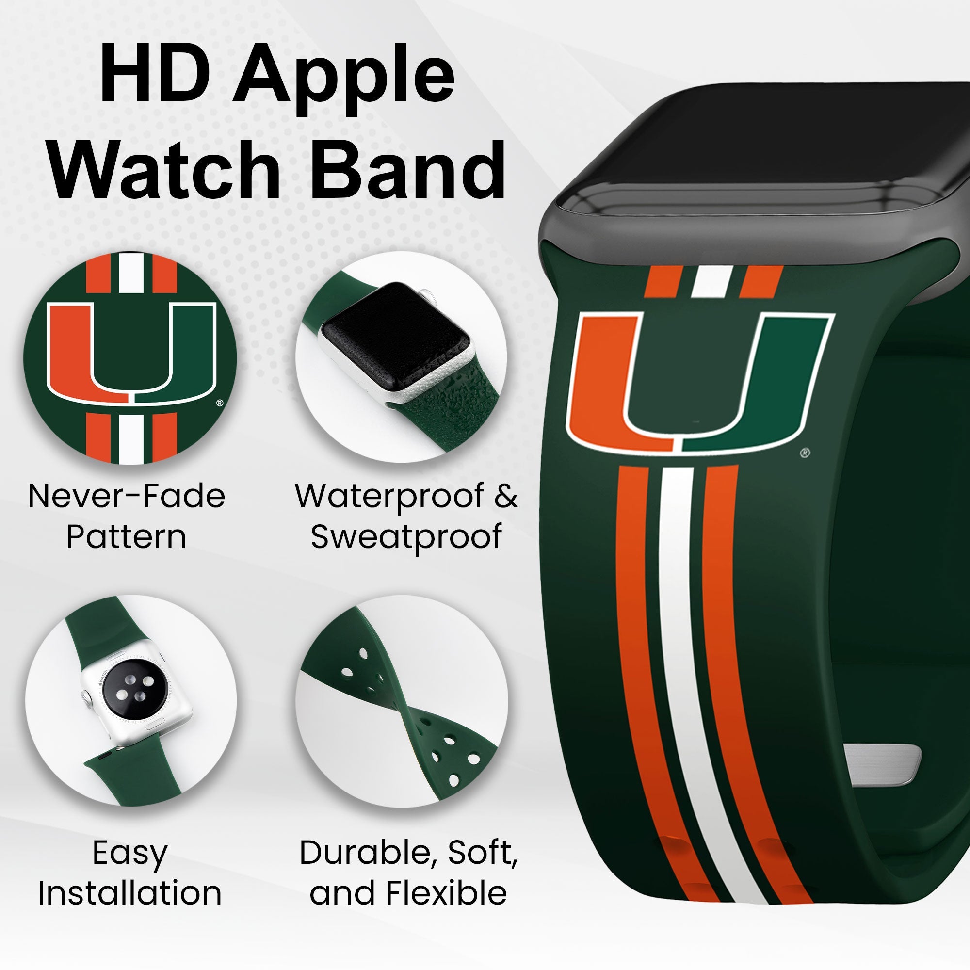 Miami Hurricanes HD Apple Watch Band | Affinity Bands 3