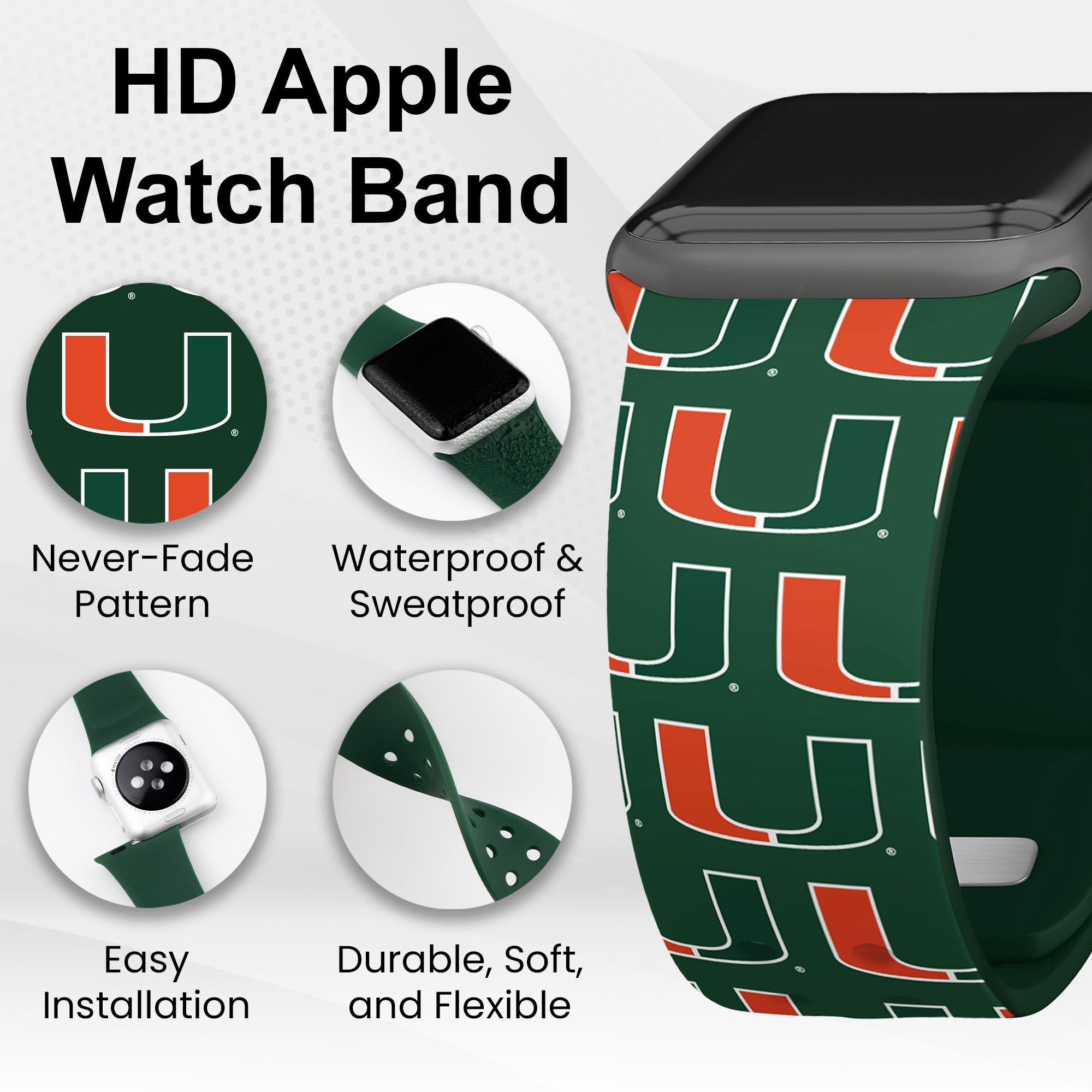 Miami Hurricanes HD Apple Watch Band | Affinity Bands 9