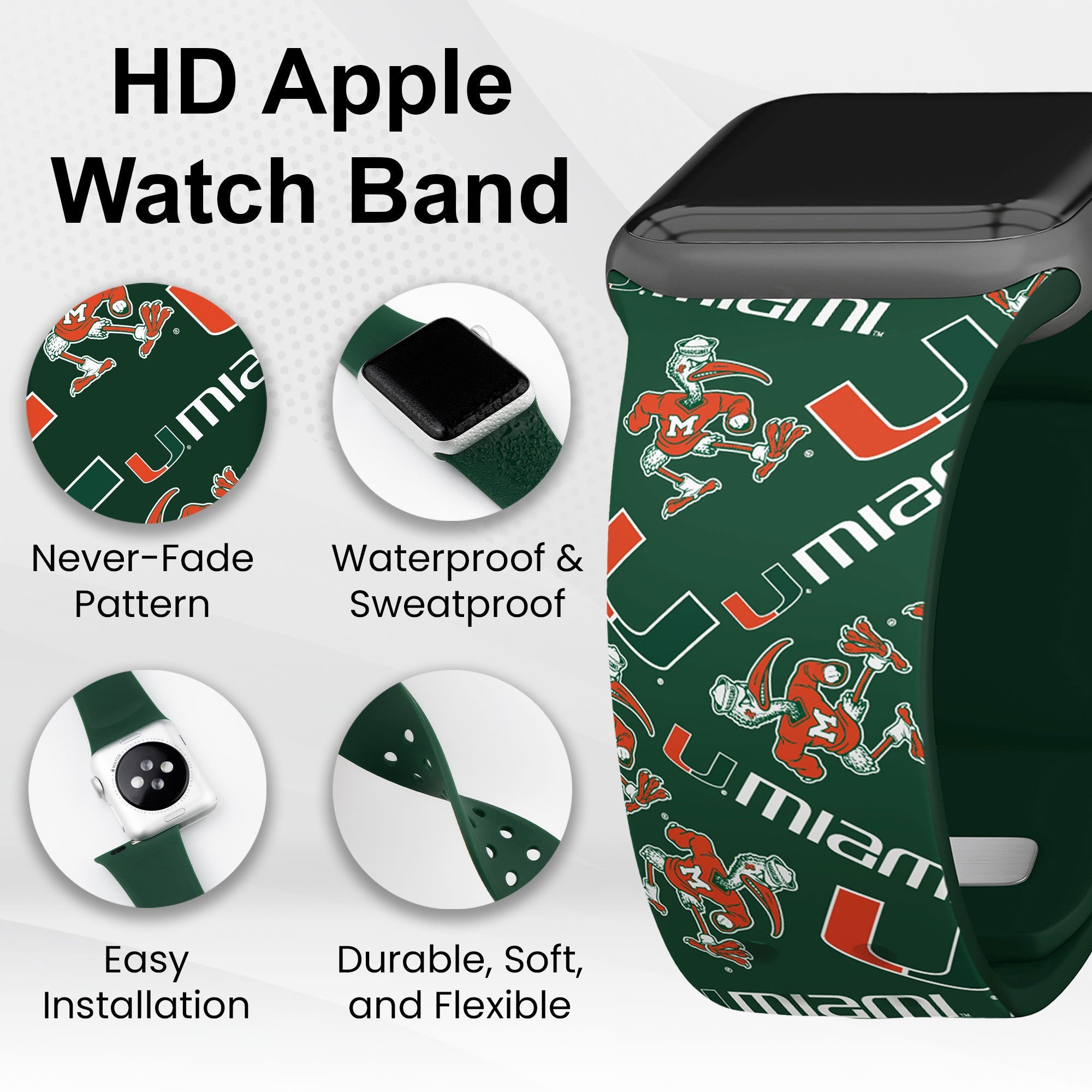 Miami Hurricanes HD Apple Watch Band | Affinity Bands 15
