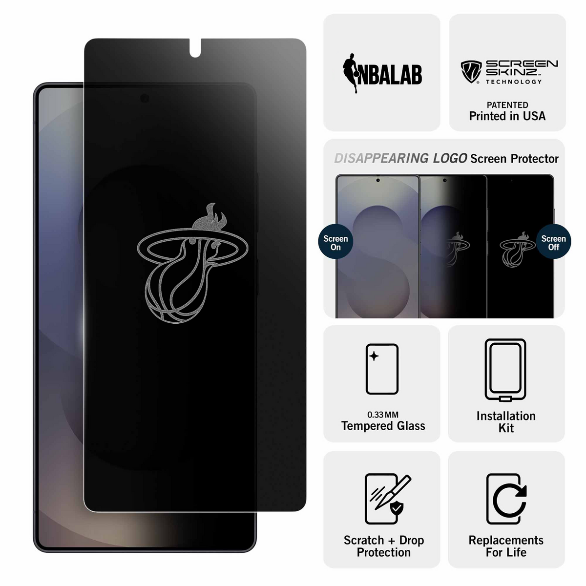 Miami Heat Samsung Privacy Screen Protector 3