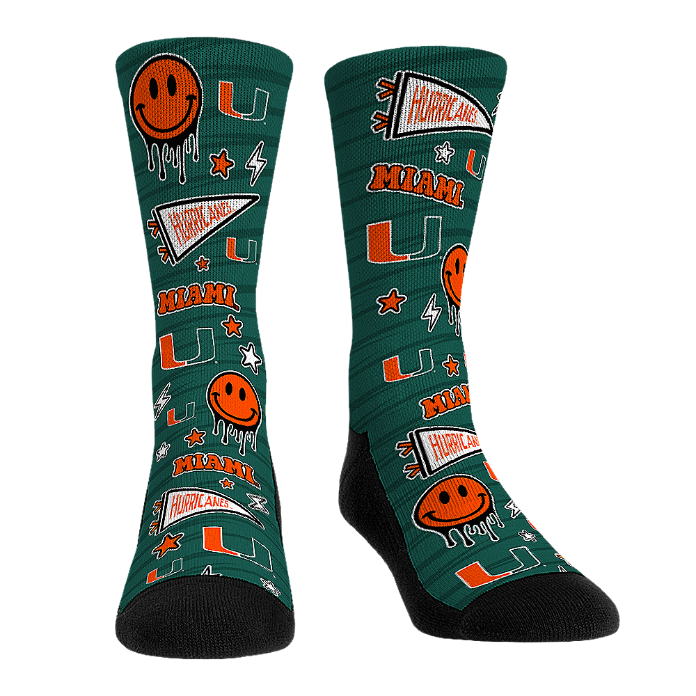 Miami Hurricanes - Smiley Stickers | Rock 'Em Socks 1