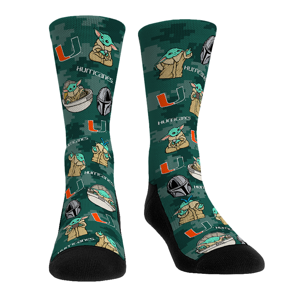 Miami Hurricanes - Star Wars  - Grogu All-Over | Rock 'Em Socks 1