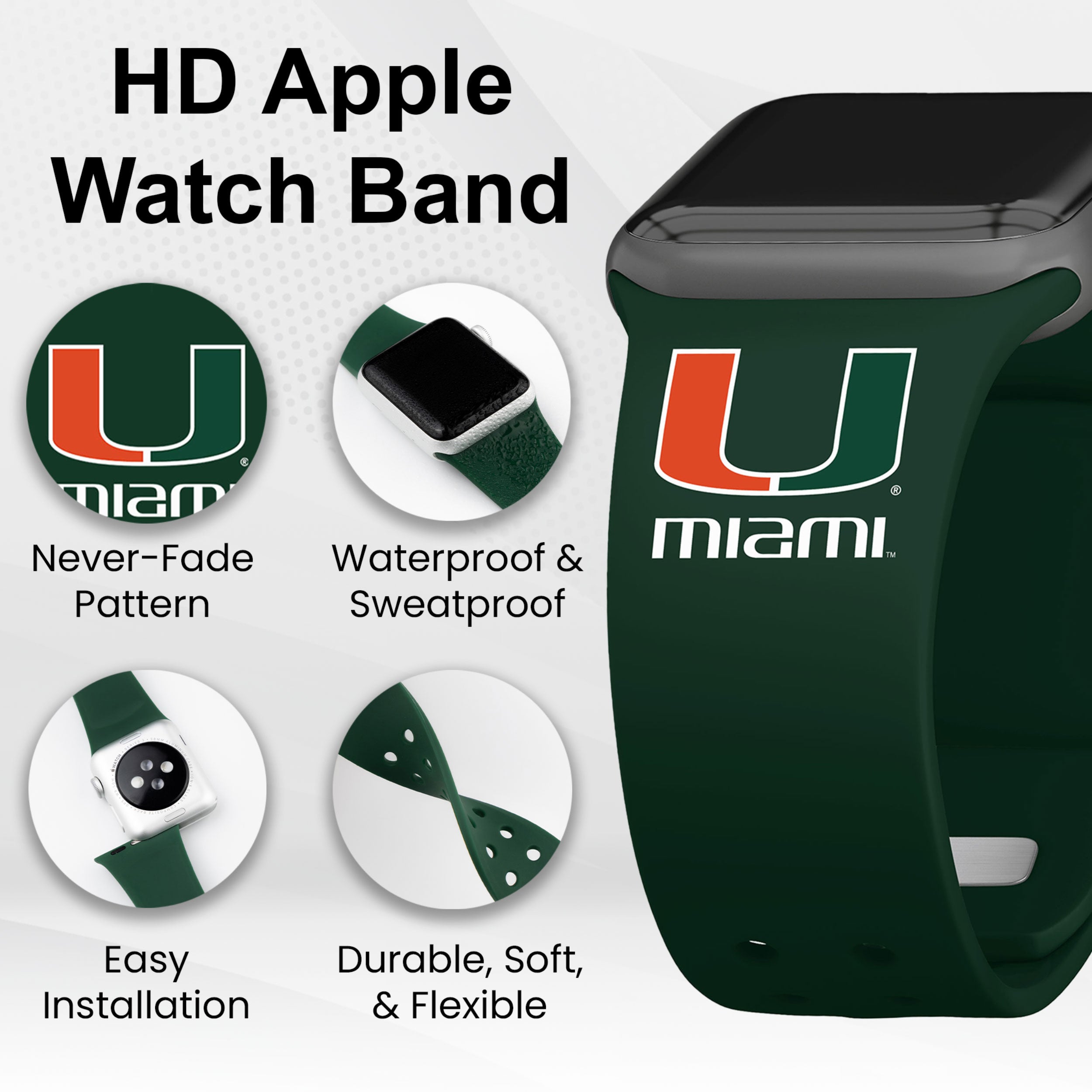 Miami Hurricanes HD Apple Watch Band | Affinity Bands 20