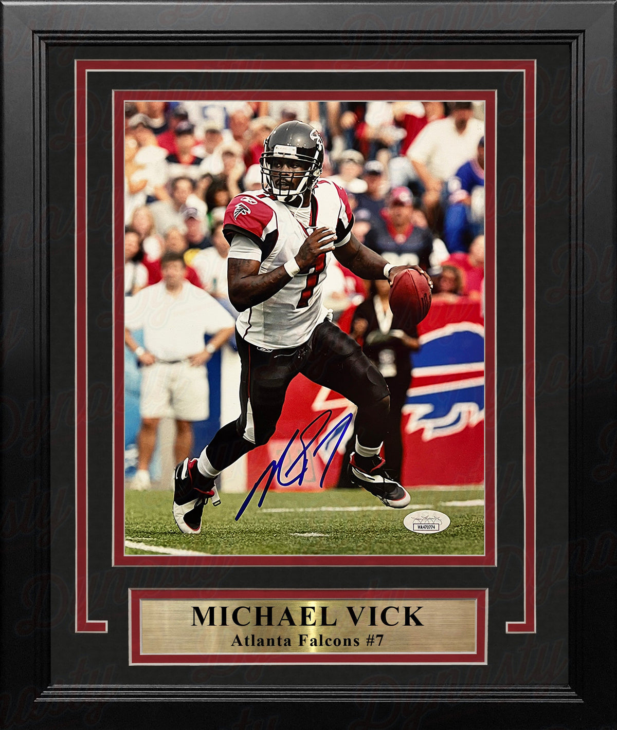 Michael Vick in Action Atlanta Falcons Autographed 8" x 10" Framed Football Photo 1