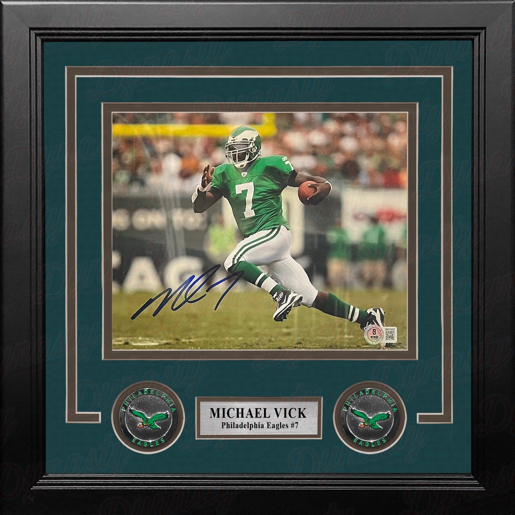 Michael Vick Kelly Green Action Philadelphia Eagles Autographed 8" x 10" Framed Football Photo 1