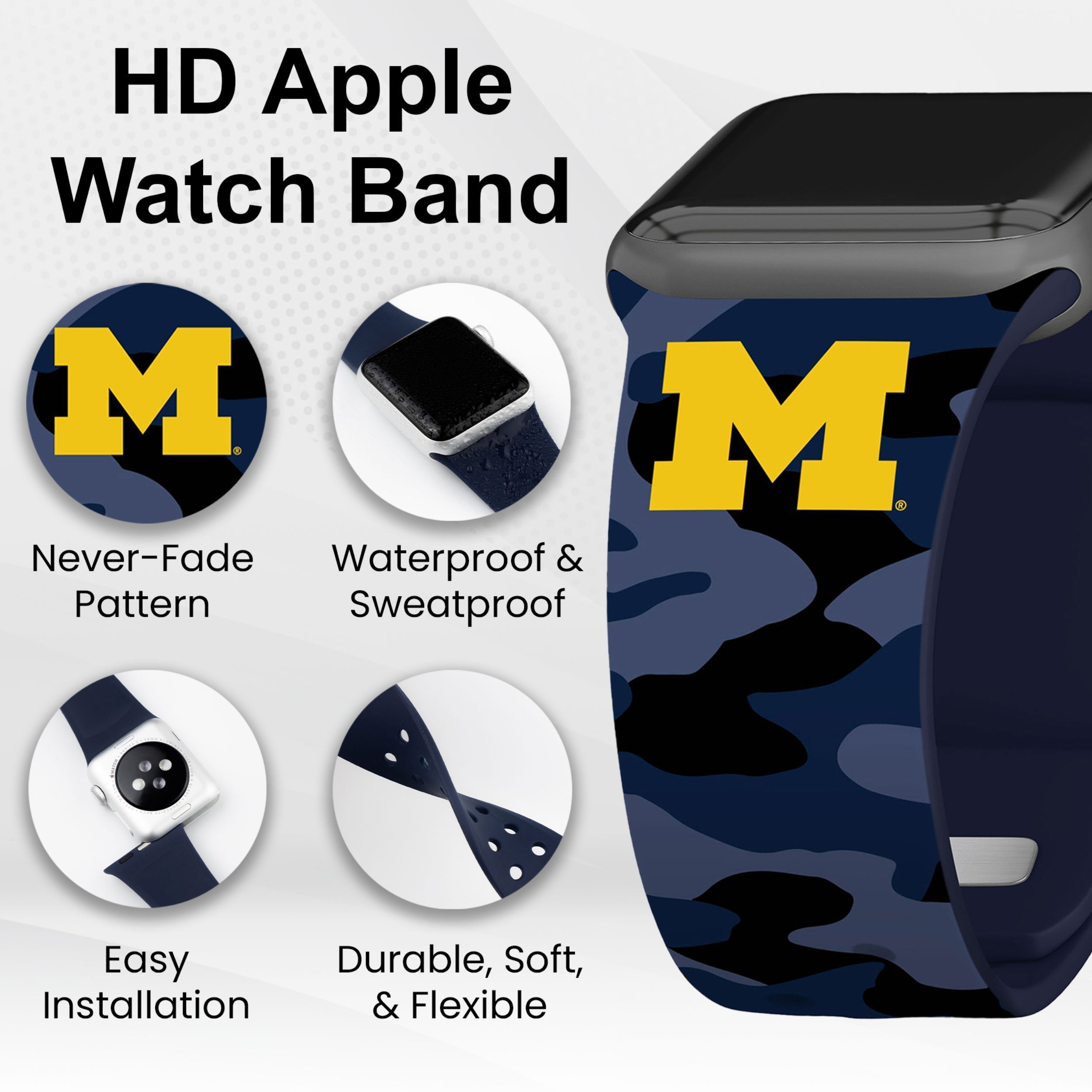 Michigan Wolverines HD Apple Watch Band 28