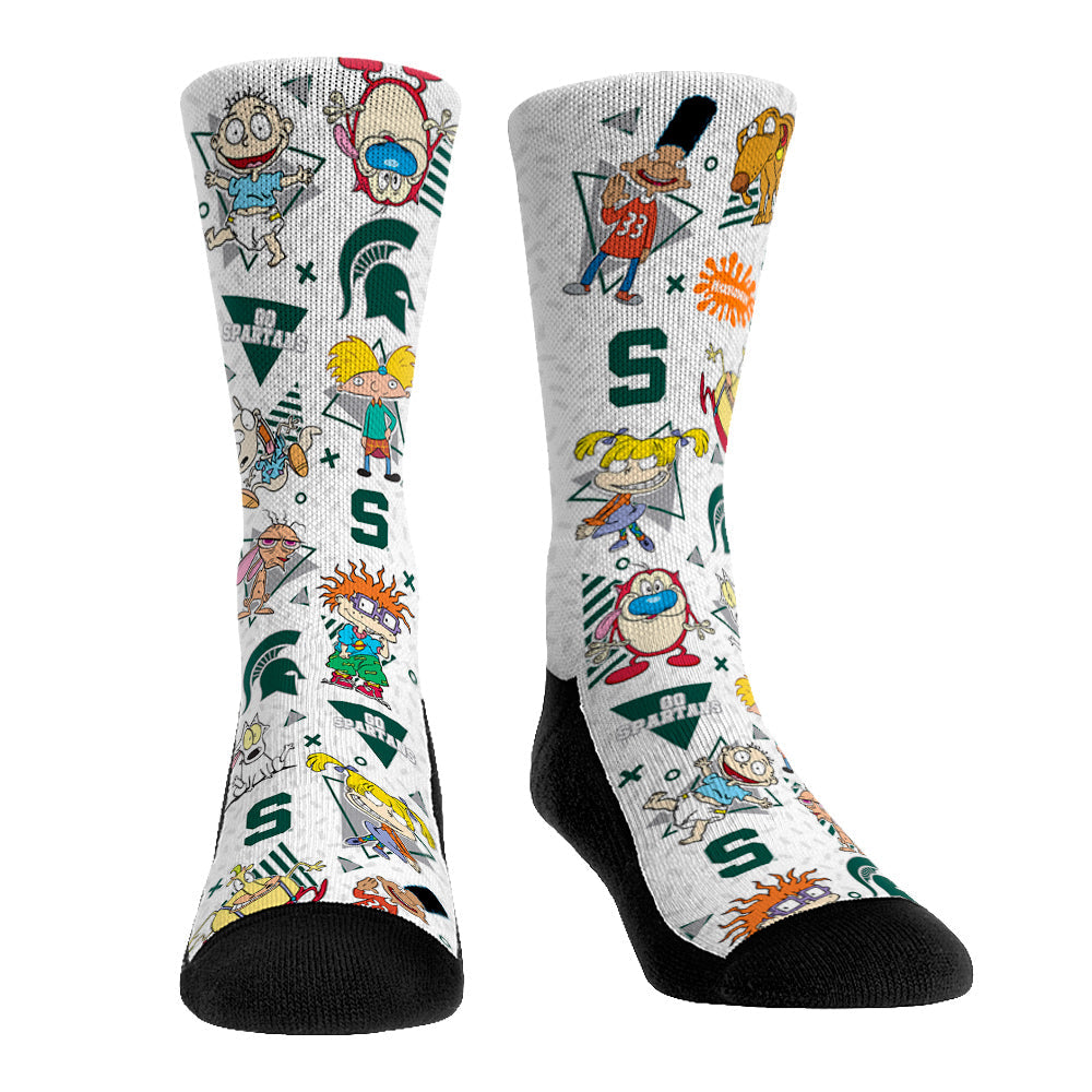 Michigan State Spartans - 90's Nickelodeon Characters All-Over | Rock 'Em Socks 1