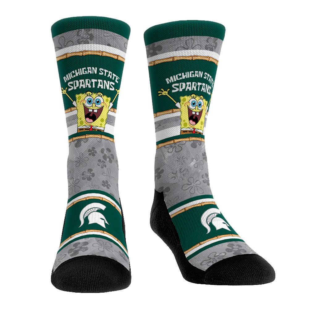 Michigan State Spartans - SpongeBob SquarePants Tiki Stripe | Rock 'Em Socks