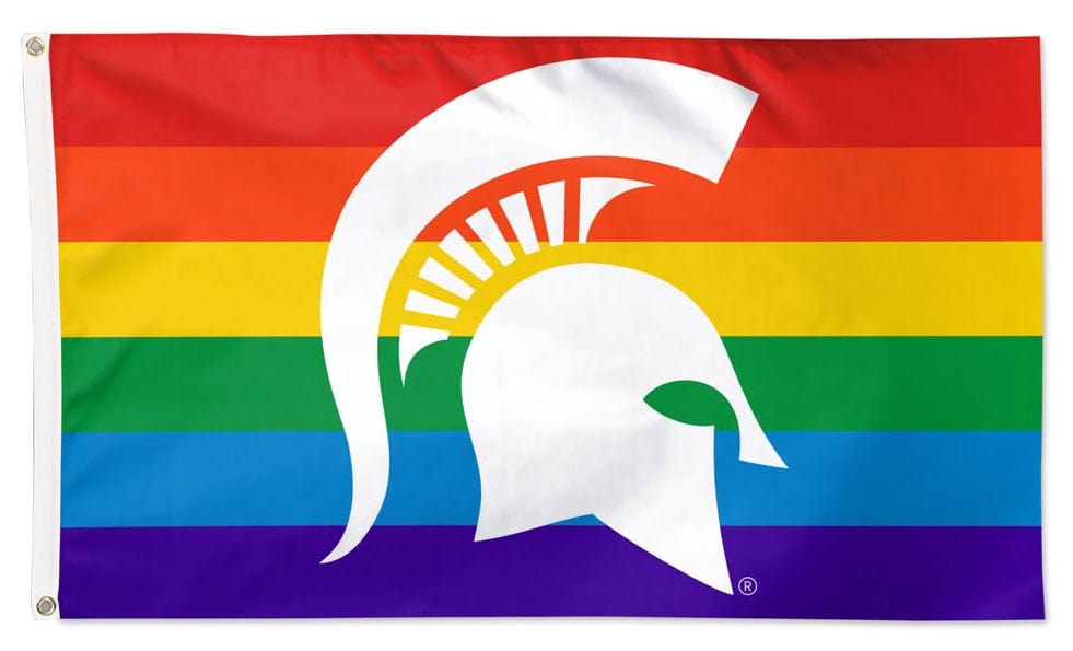 Michigan State Spartans Flag 3x5 Pride Rainbow