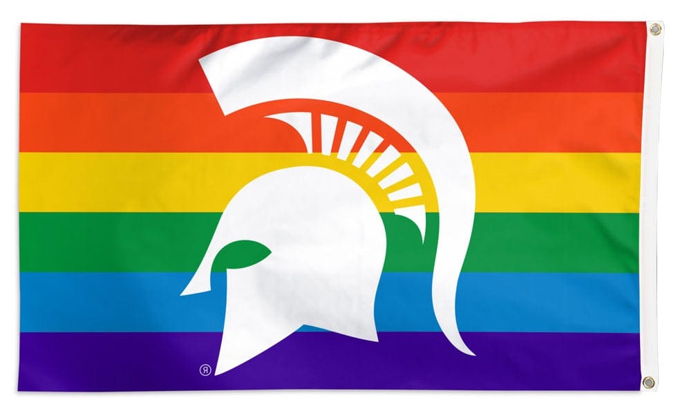 Michigan State Spartans Flag 3x5 Pride Rainbow