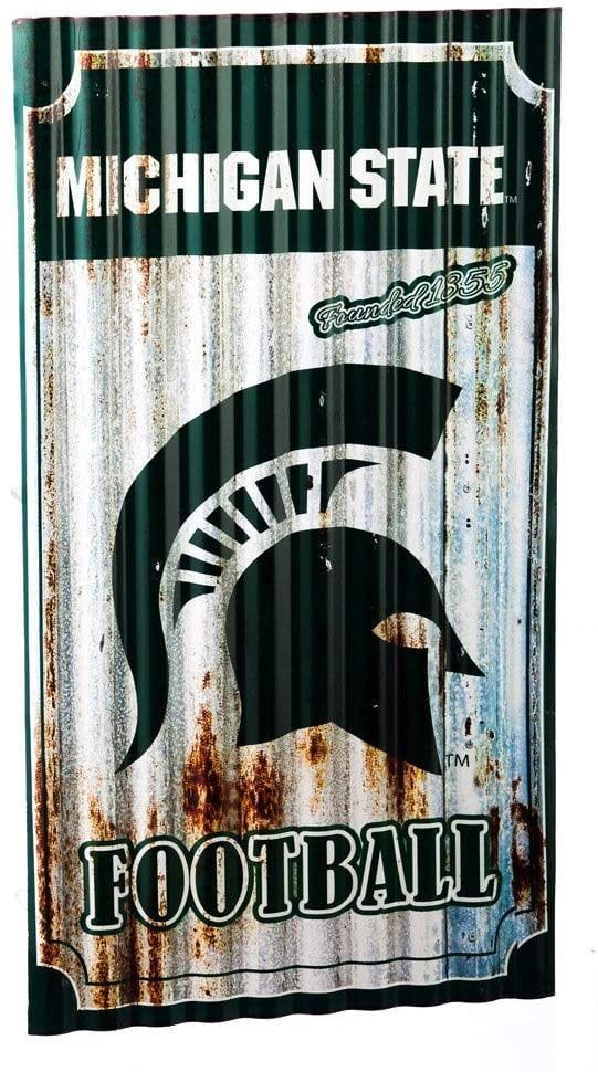 Michigan State Spartans Football Sign Metal Corrugated Vintage