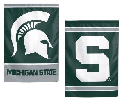Michigan State Spartans Garden Flag 2 Sided Double Logo