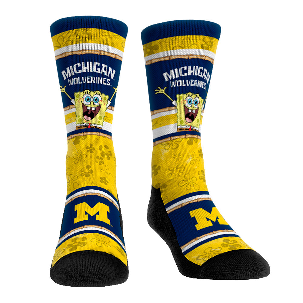Michigan Wolverines - SpongeBob SquarePants Tiki Stripe | Rock 'Em Socks