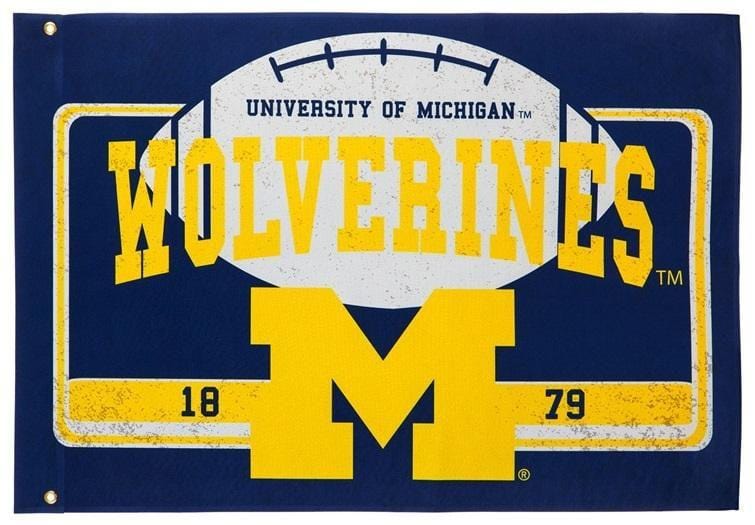 Michigan Wolverines Flag 2 Sided Football Logo