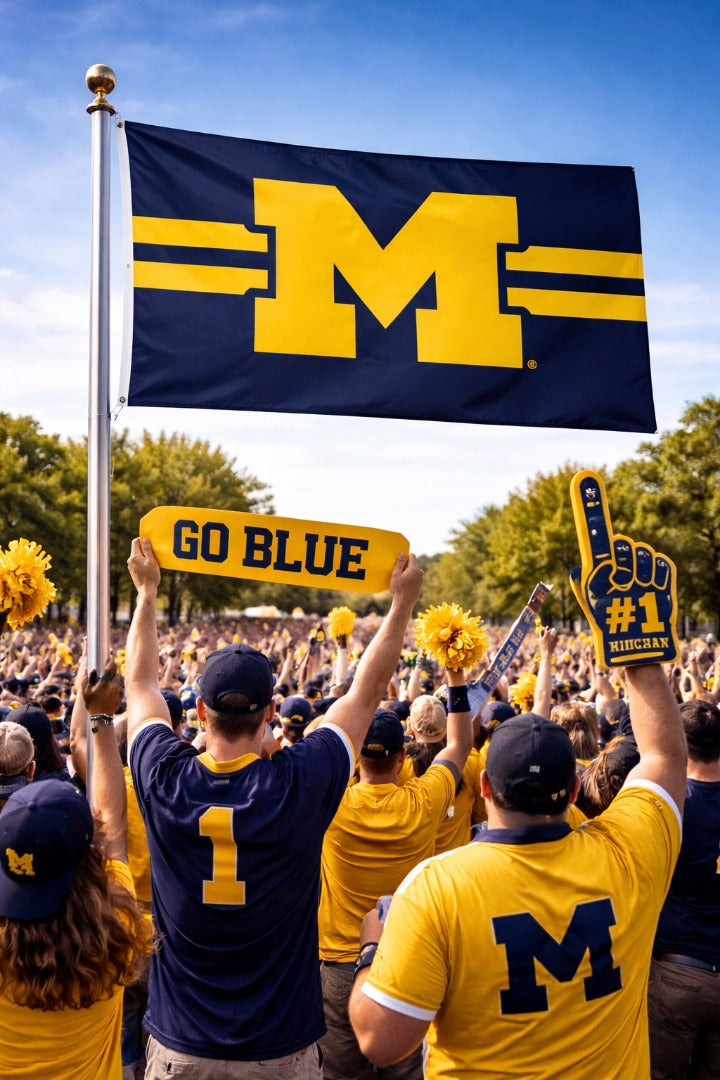 Michigan Wolverines Flag 3x5 Logo Stripe