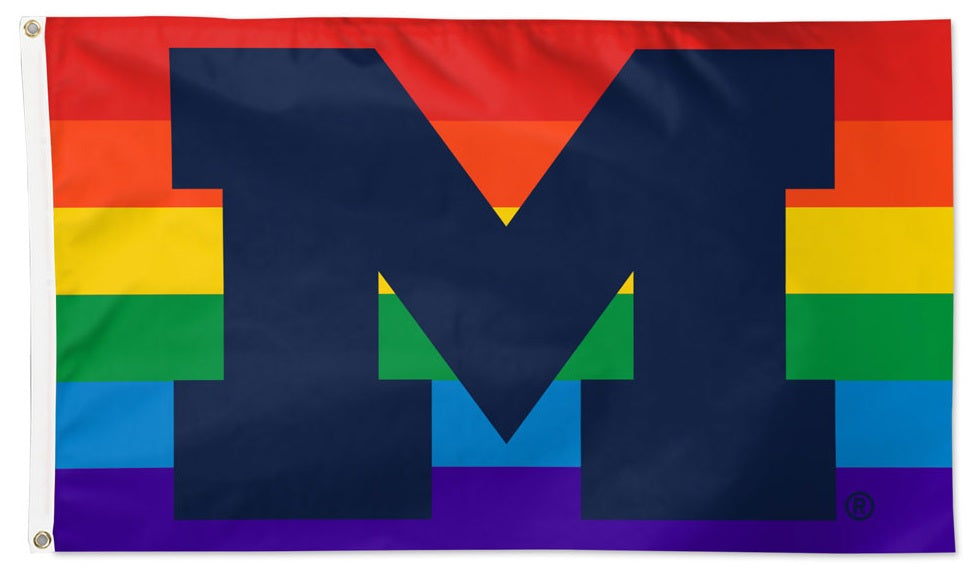 Michigan Wolverines Flag 3x5 Pride Rainbow