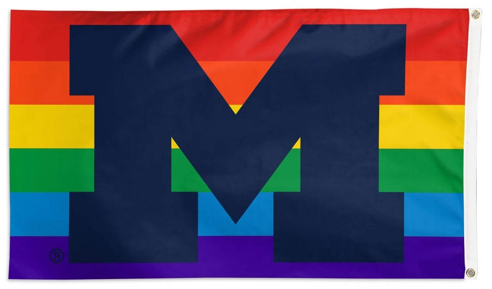 Michigan Wolverines Flag 3x5 Pride Rainbow