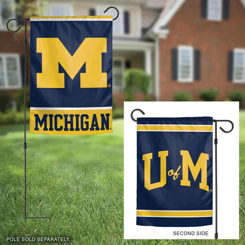 Michigan Wolverines Garden Flag 2 Sided Logo