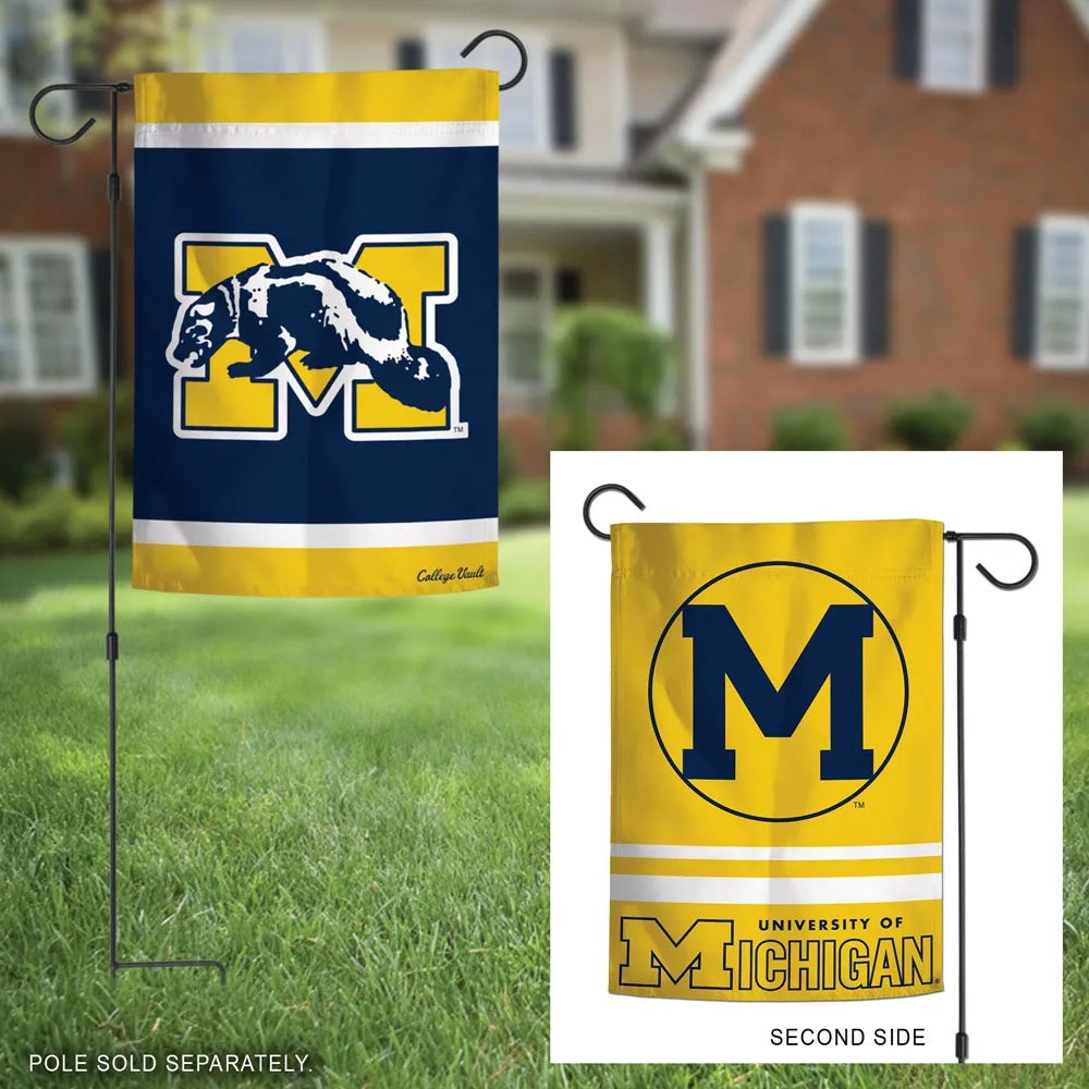 Michigan Wolverines Garden Flag 2 Sided Vintage Classic Logo
