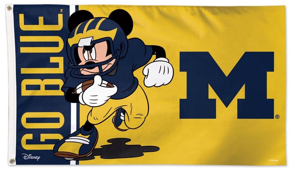 Michigan Wolverines Mickey Mouse Flag 3x5 Disney Go Blue Football