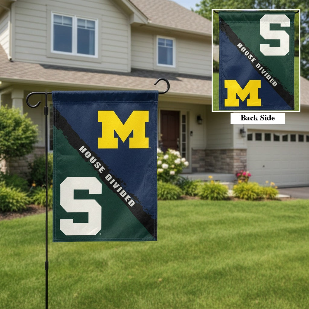 Michigan vs Michigan State House Divided Garden Flag 2 Sided Rivalry