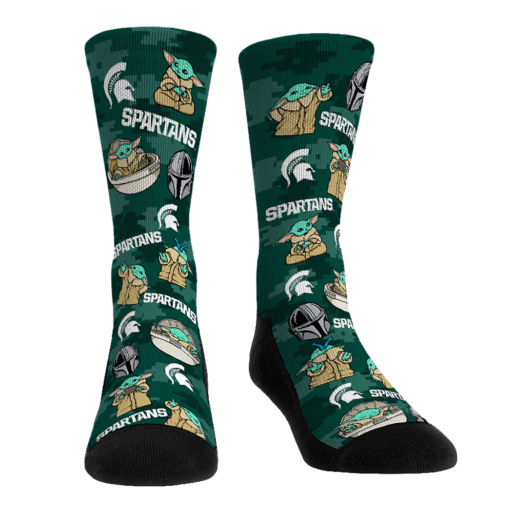 Michigan State Spartans - Star Wars  - Grogu All-Over | Rock 'Em Socks