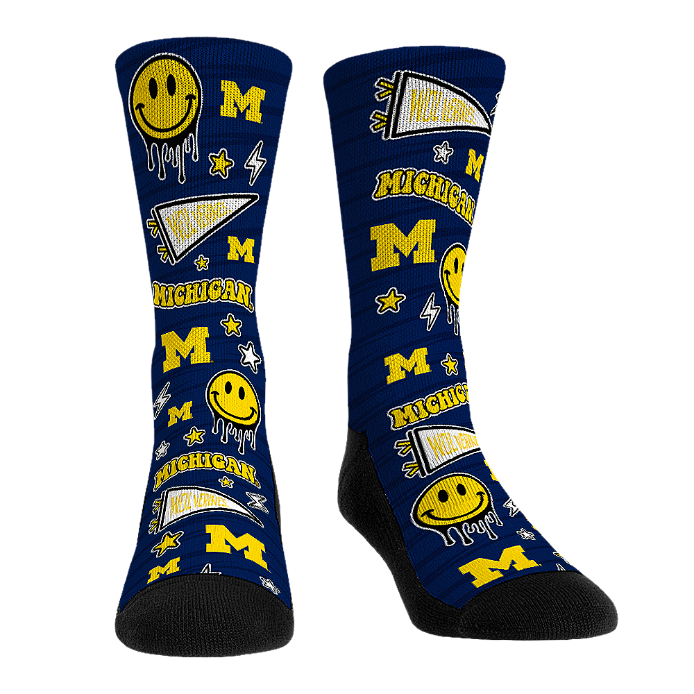 Michigan Wolverines - Smiley Stickers | Rock 'Em Socks