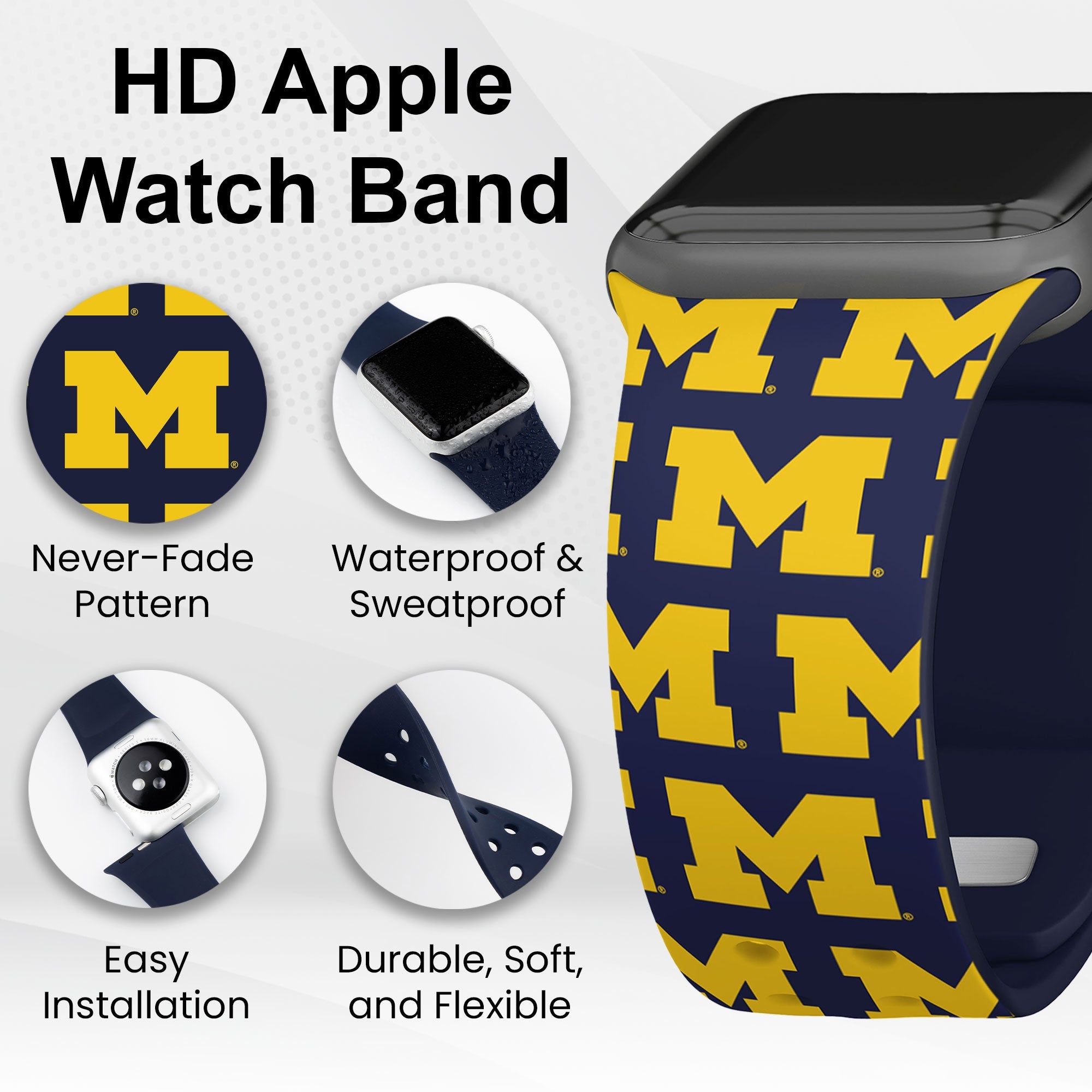 Michigan Wolverines HD Apple Watch Band 9