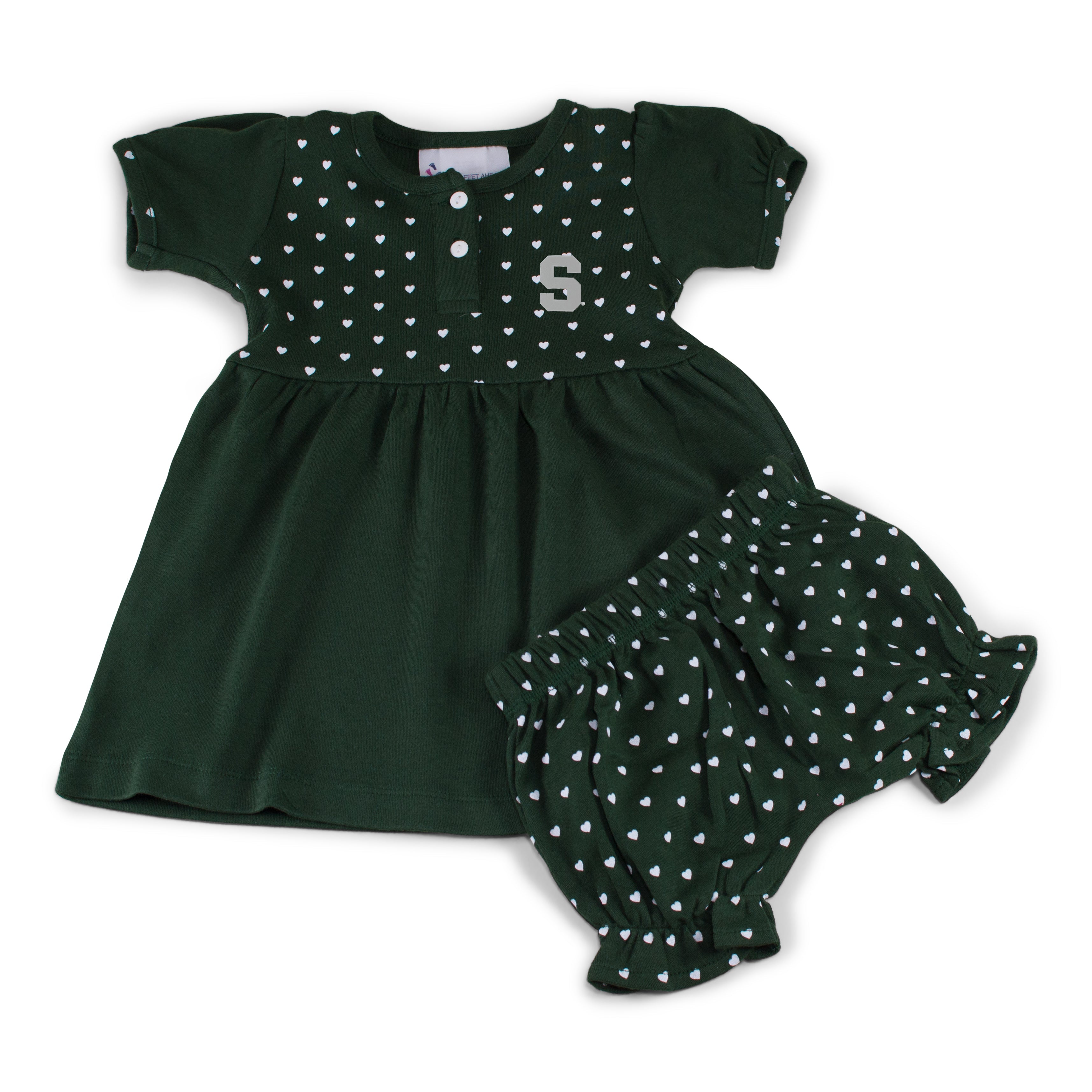 Michigan State Girl's Heart Dress with Bloomers | Two Feet Ahead