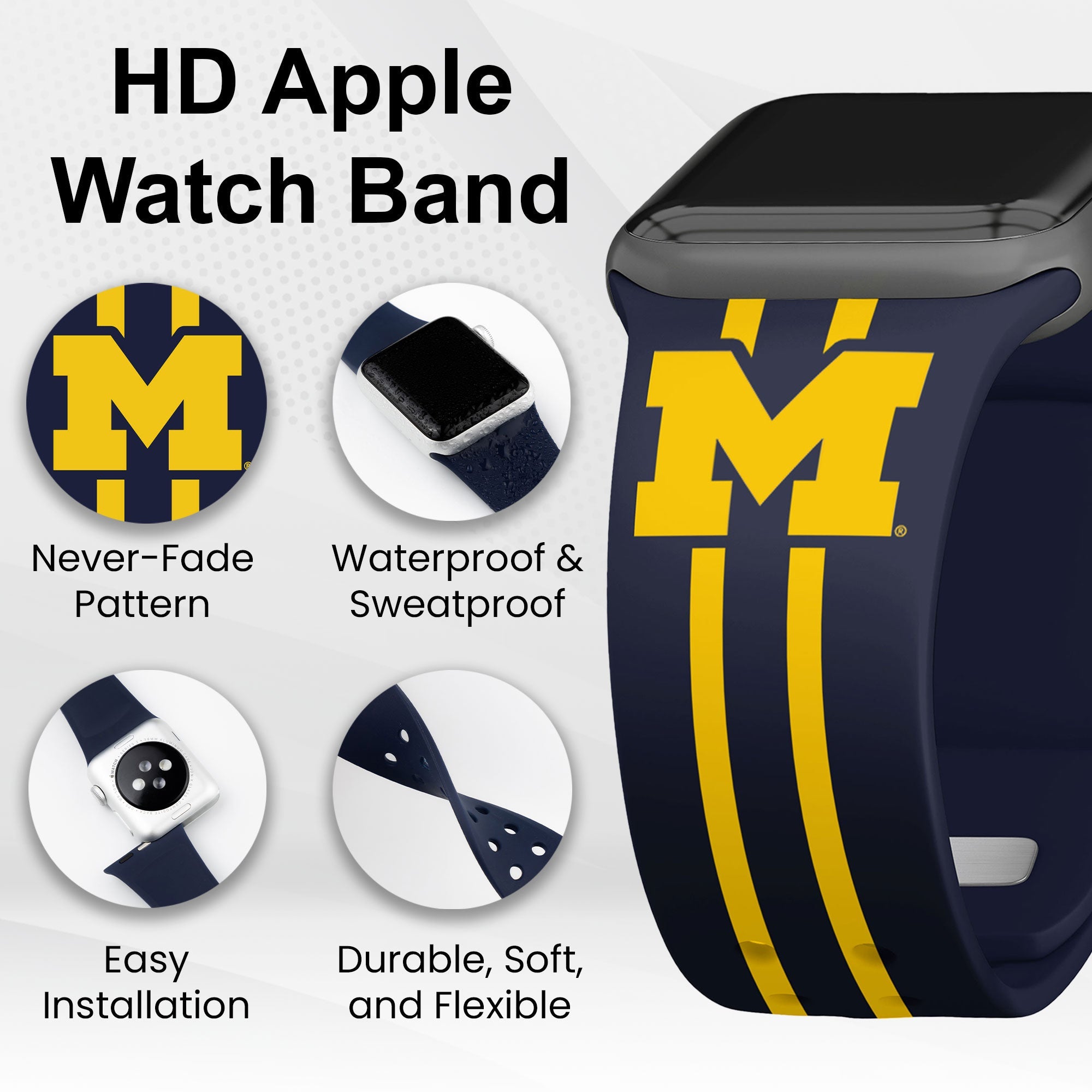 Michigan Wolverines HD Apple Watch Band 3