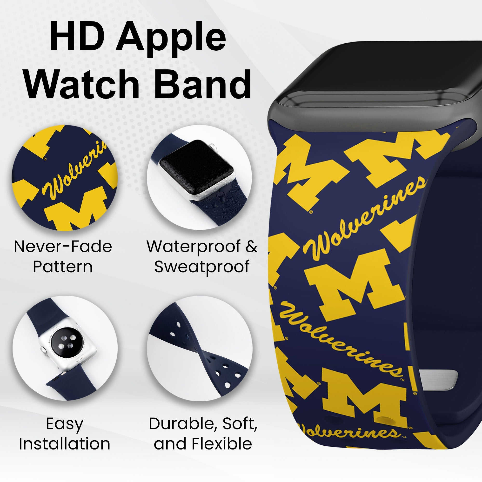Michigan Wolverines HD Apple Watch Band 15