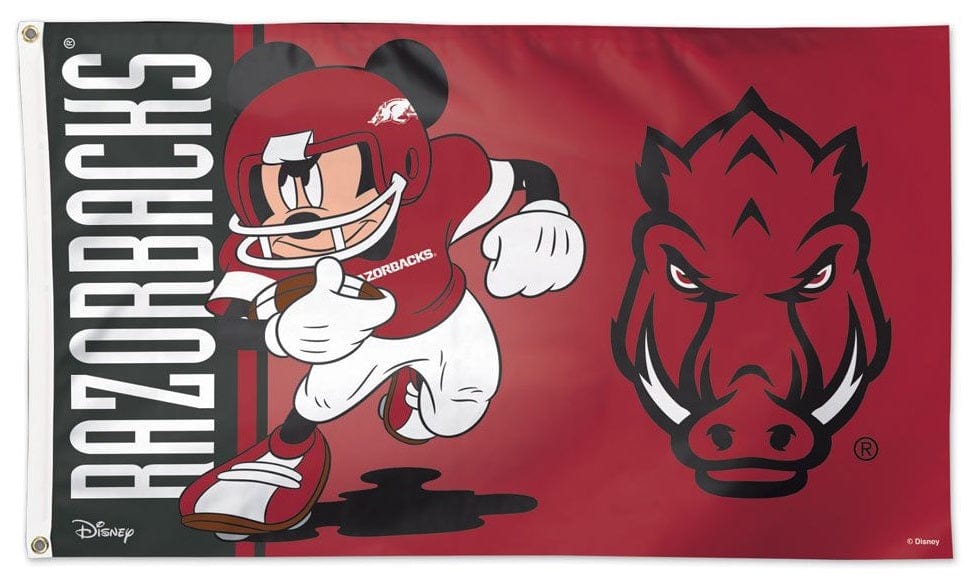 Mickey Mouse Arkansas Razorbacks Flag 3x5 Football 1