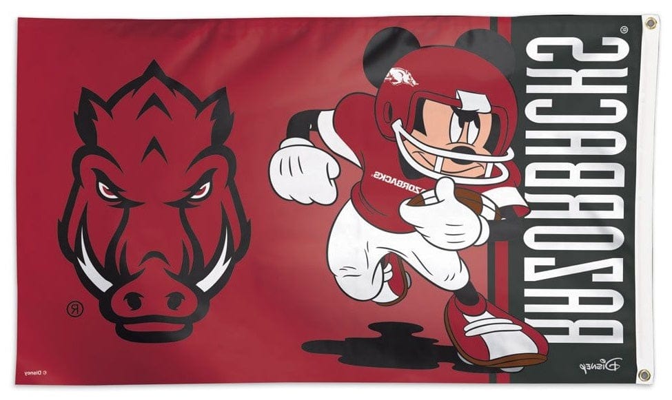 Mickey Mouse Arkansas Razorbacks Flag 3x5 Football 2