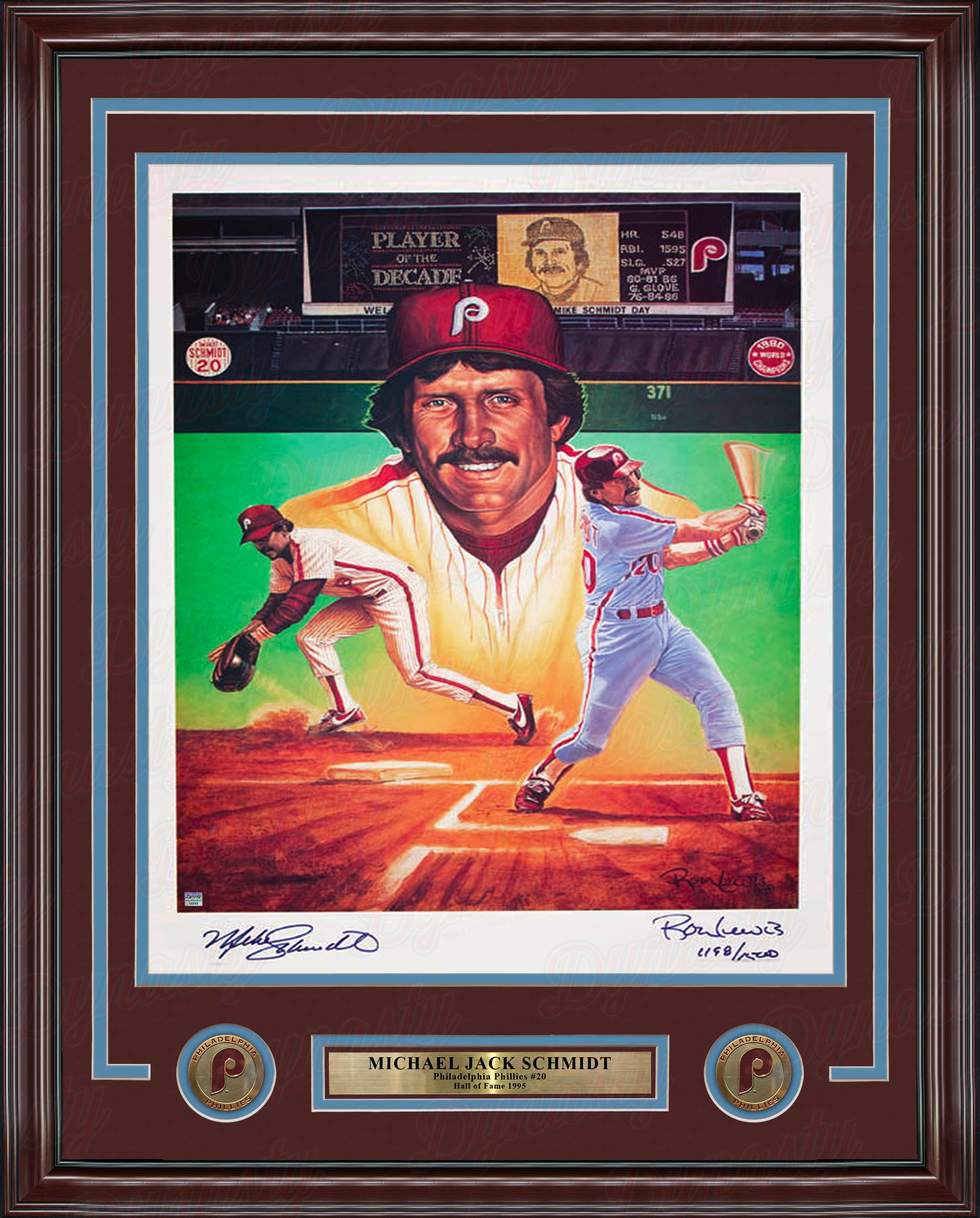 Mike Schmidt Autographed Philadelphia Phillies 18" x 24" Framed Baseball Lithograph Photo 1