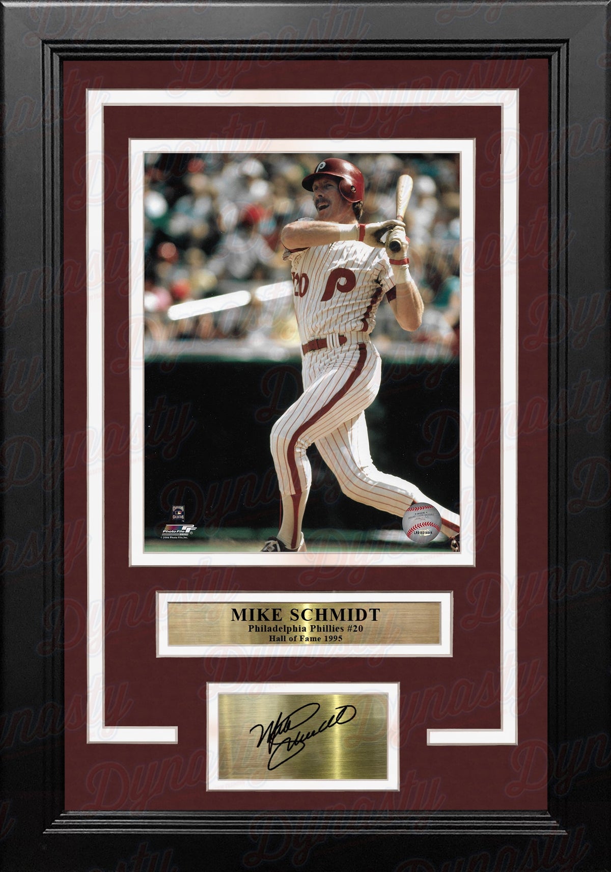 Mike Schmidt Swinging at the Plate Philadelphia Phillies 8x10 Framed Photo with Engraved Autograph 1
