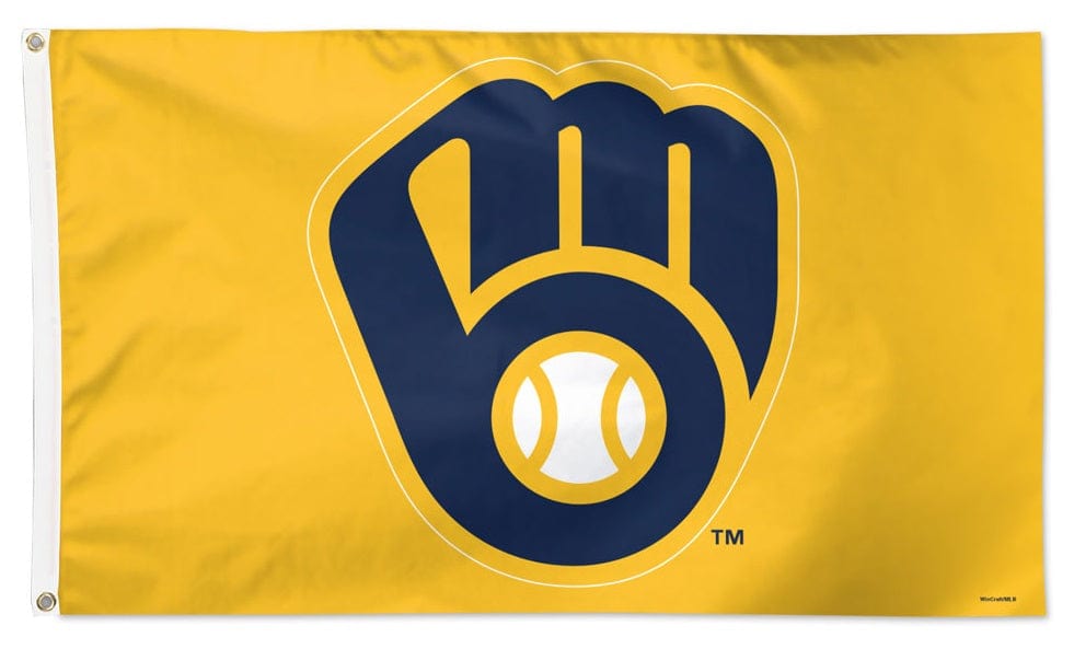 Milwaukee Brewers Flag 3x5 Glove Logo Yellow 1