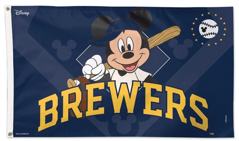 Milwaukee Brewers Flag 3x5 Mickey Mouse Disney