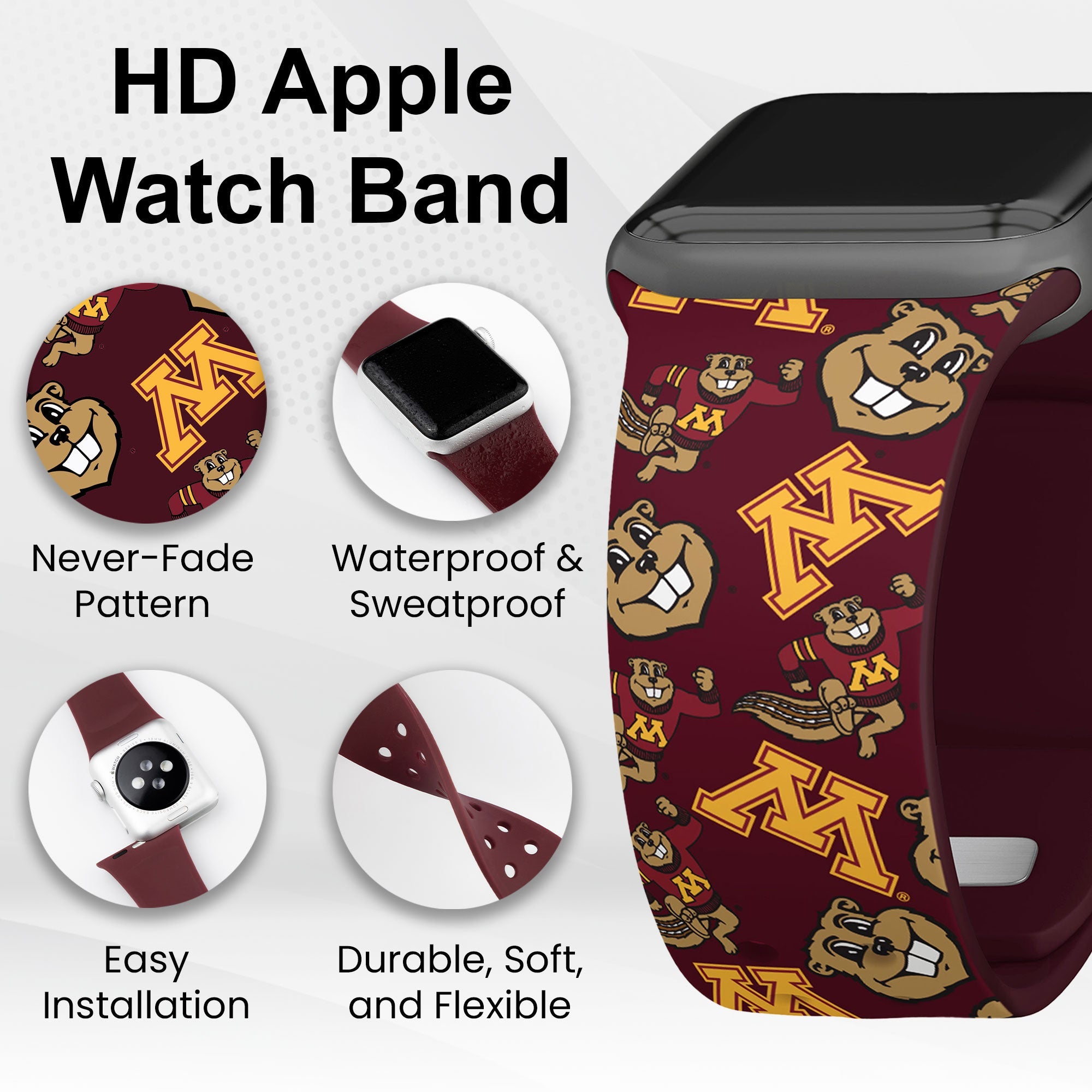 Minnesota Golden Gophers HD Apple Watch Band 11